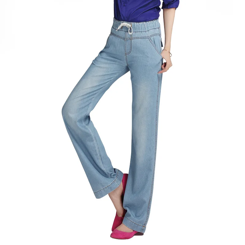 

Plus Size Elastic High Waist Wide Leg Straight Loose Jeans for Women S M L XL 2XL 3XL