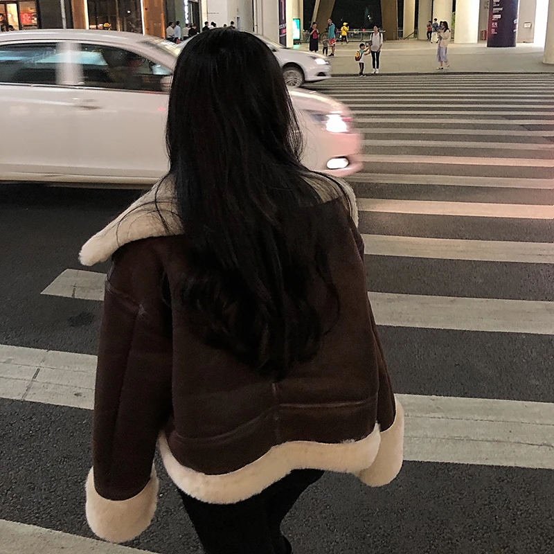 2021 женское осенне-зимнее пальто из овчины ягненка меховая сплошная утепленная