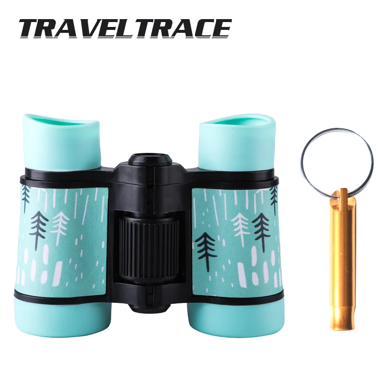 Blue with Whistling Портативный 4x30 пластиковый детский цветной бинокль телескоп для детей игры на открытом воздухе игрушки компактный с бесплатным подарком - Цвет: Blue with Whistling