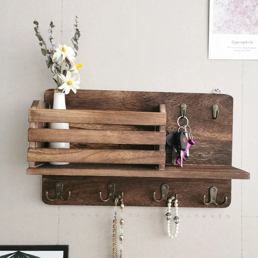 

Wall-mounted Storage Rack Multifunctional Storage Shelf Wooden Storage Holder