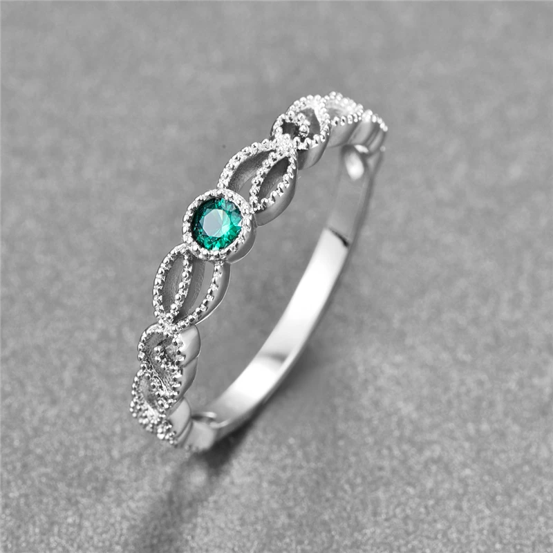 JQUEEN зеленая шпинель ажурный цветок белый циркон кольца для женщин серебряное