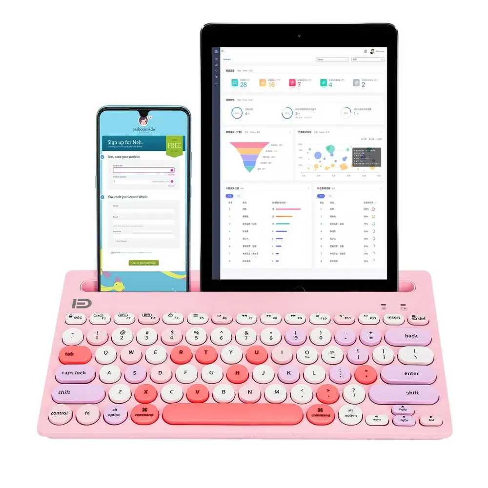 Двухрежимная беспроводная клавиатура с Bluetooth 2 4 ГГц круглая FD для пишущей машинки