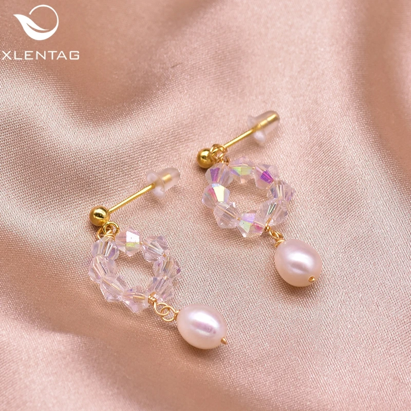 XlentAg натуральные пресноводные жемчужные Висячие серьги для женщин аксессуары
