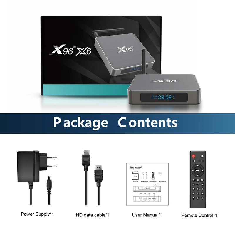 

X96 X6 Tv Box Android 11 8 , Rockchip RK3566 Wi-Fi 2T2R 2,4G 5G Bt 8K 1000M Media Player Settop Android Tv Box X96 X6