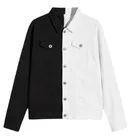 Мужская джинсовая куртка в стиле пэчворк, двухцветная Повседневная джинсовая куртка с лацканами и цветной вышивкой, осень 2022