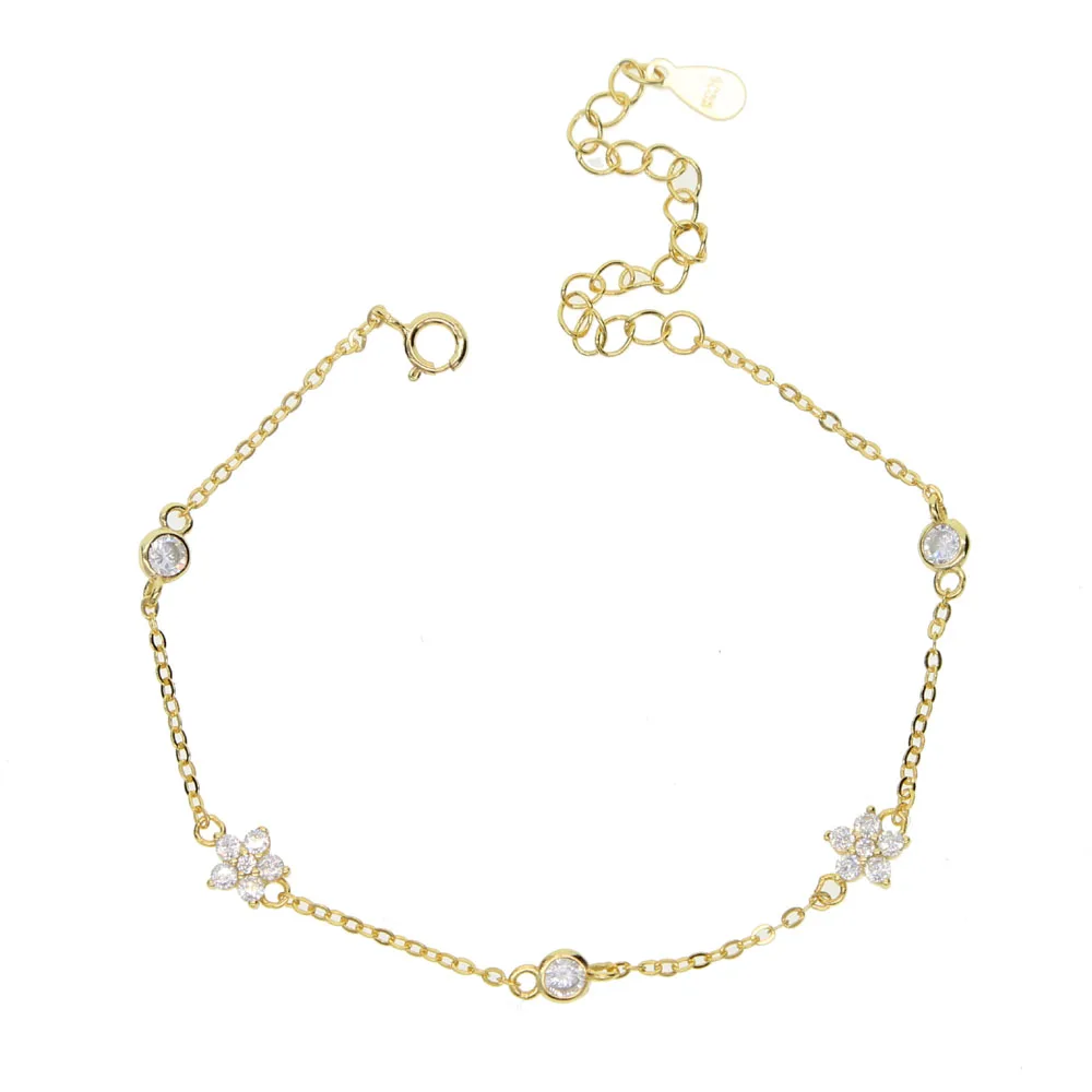 Акция изящный Cz браслет в виде цветка с блестящим покрытием 925 Настоящее Высокое