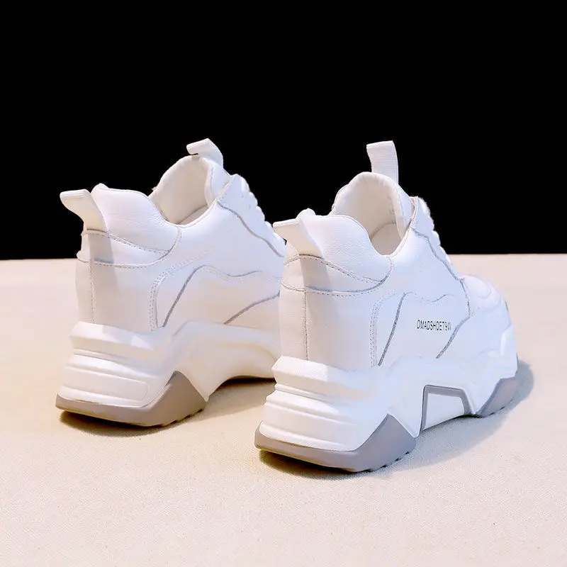 

White Dad Shoes Women Heightened Sneakers 2021 Spring Fashion Platform Chunky Sneakers Casual Designer Wedges Shoes Women Falas