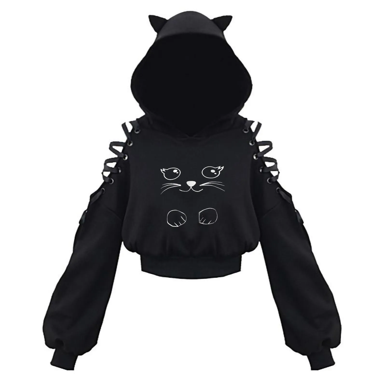 Women's Sweatshirt Cat Ear Hoodie Pullover Long Sleeve Hooded Sweatshirt Cute Blouse Hoodie Sudadera Mujer Hoody Pullover 2021