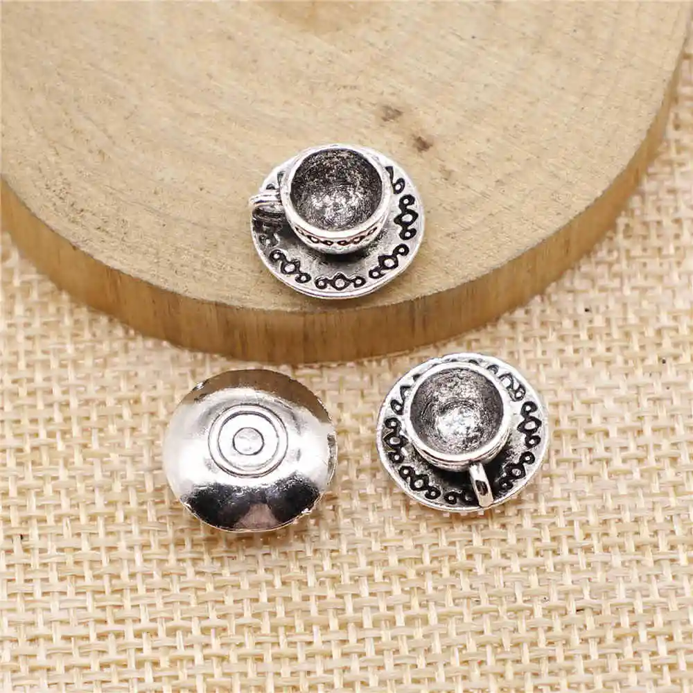 

Jewelery Pendants Making Charms For Jewelry 20pcs Coffee Cup Charms 14mm Antique Silver Plated