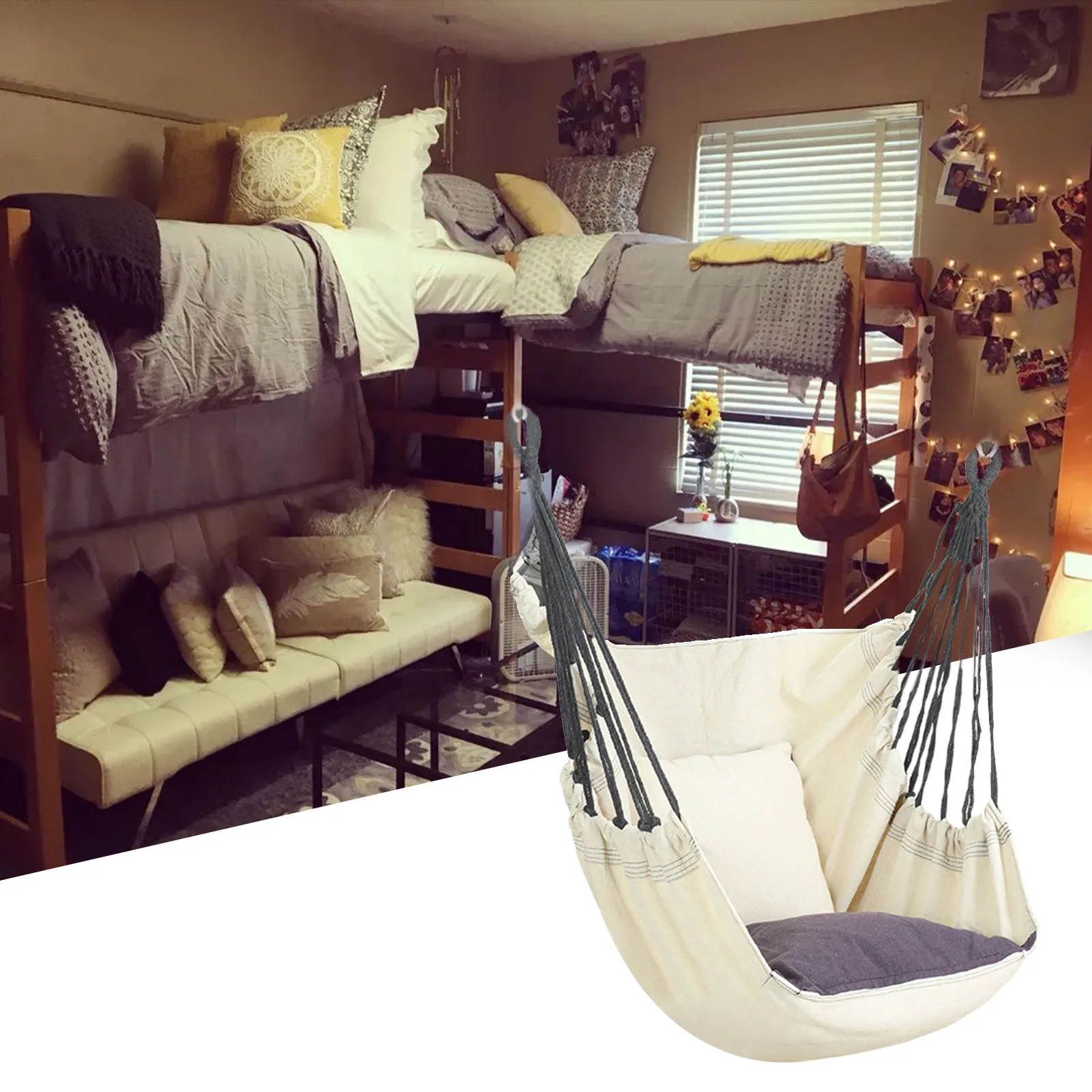 Satin Al Hammock Portable Beach Chair Hanging Rope Chair Swing Chair Seat For Adults Kids Garden Hammock With Support Indoor Outdoor