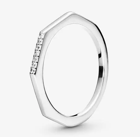 

925 Sterling Silver Pan Ring Golden Shine Multifaceted Rings With Crystal For Women Wedding Party Gift Fashion Jewelry