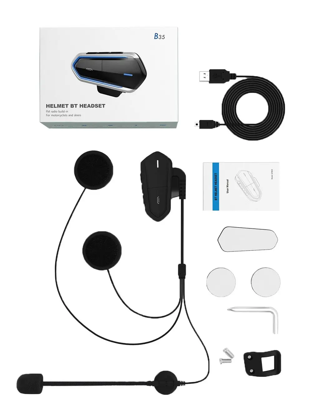 

Motorcycle Bluetooth 4.2 Helmet intercom Wireless hands-free telephone call Kit Stereo Anti-interference Interphone Music Player