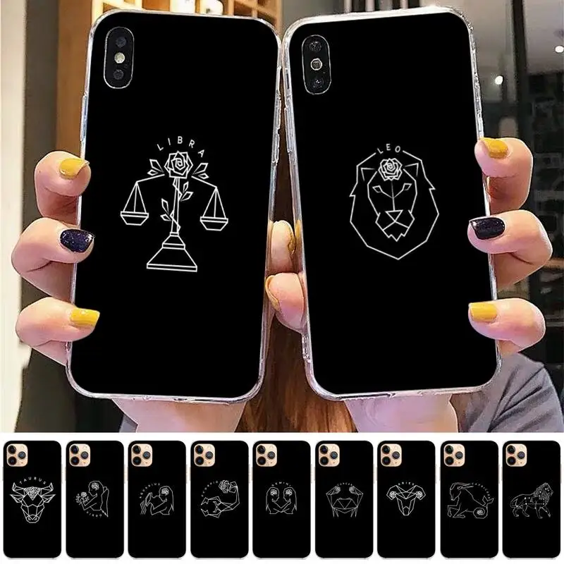 

12star sign Leo Libra Scorpio Phone Case for iphone 13 11 12 mini pro XS MAX 8 7 6 6S Plus X 5S SE 2020 XR case