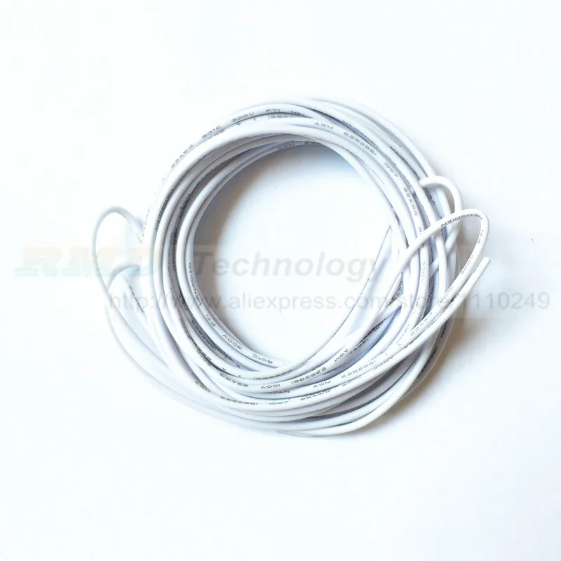 5 метров/лот супер гибкий 18AWG 22AWG 24AWG ПВХ изолированный провод электрический кабель, светодиодный, Авто Цвет выбирается кабель - Цвет: Белый