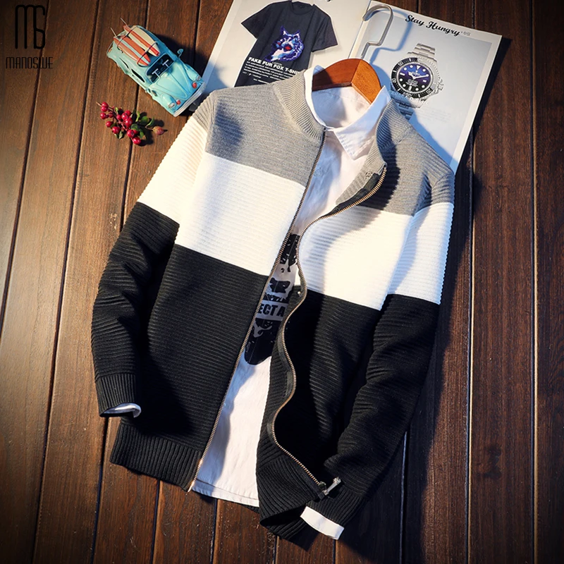 Мужской кардиган с круглым вырезом Manoswe трикотажная куртка на молнии размеры от 2