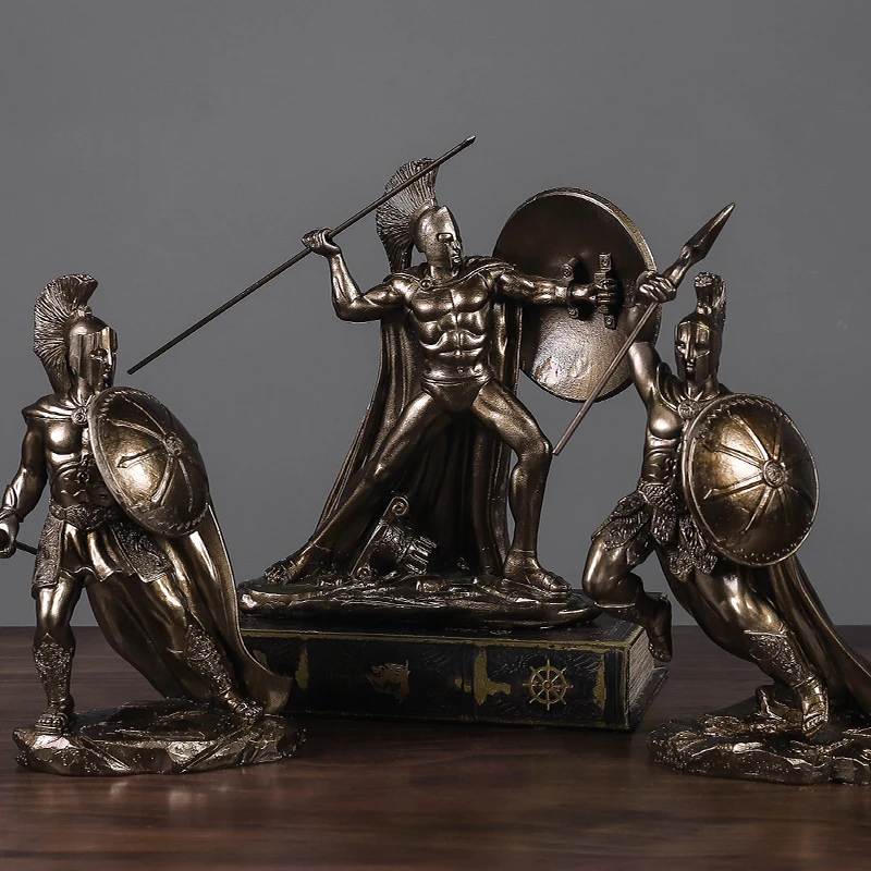 Греческого бога войны Спарта скульптура рыцаря персонажа из смолы искусство и