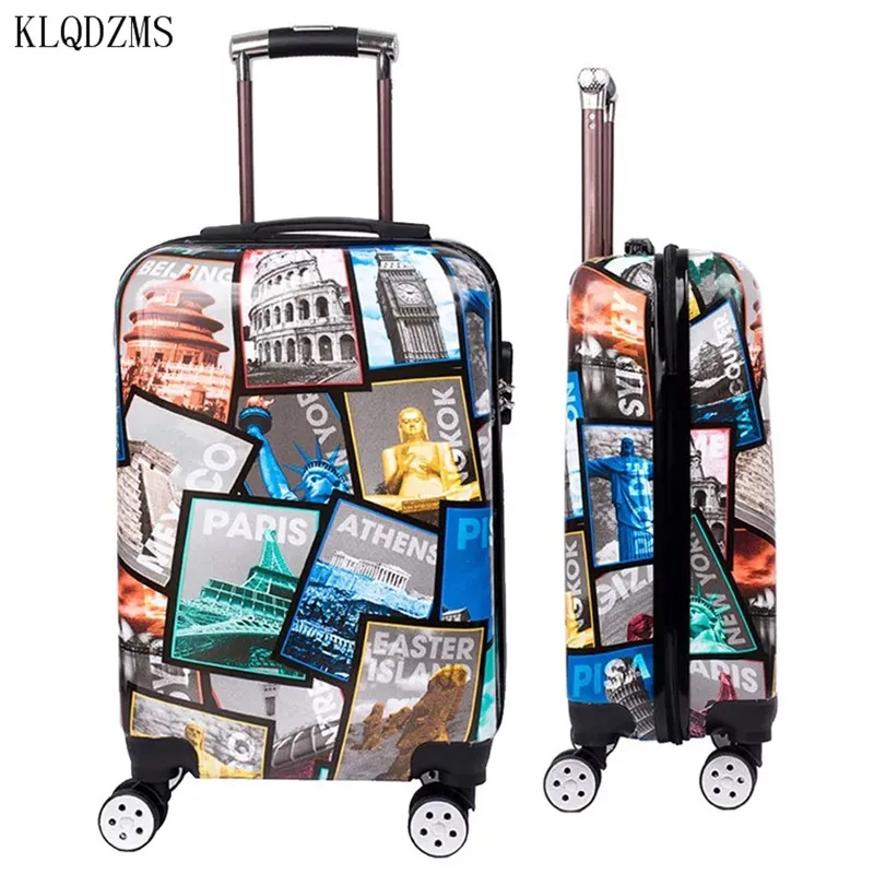 Чемодан KLQDZMS в стиле ретро 20/24 дюйма ABS + PC чемодан на колесах для девушек