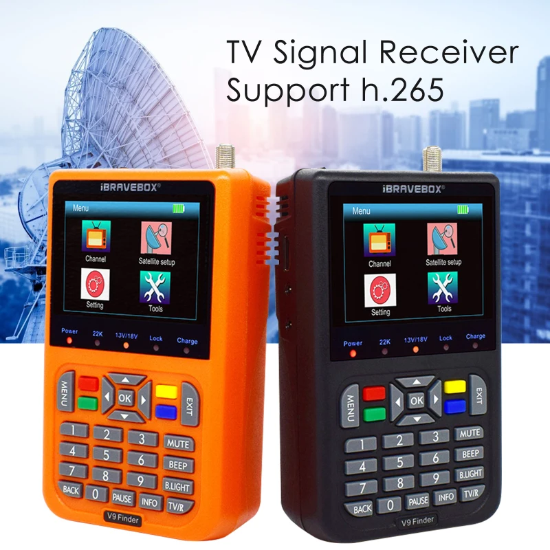 

V9 Цифровой спутниковый Finder метр искатель спутникового обнаружения DVB-S/S2 H.265 сигнала приемник декодер Цифровой спутниковый Finder