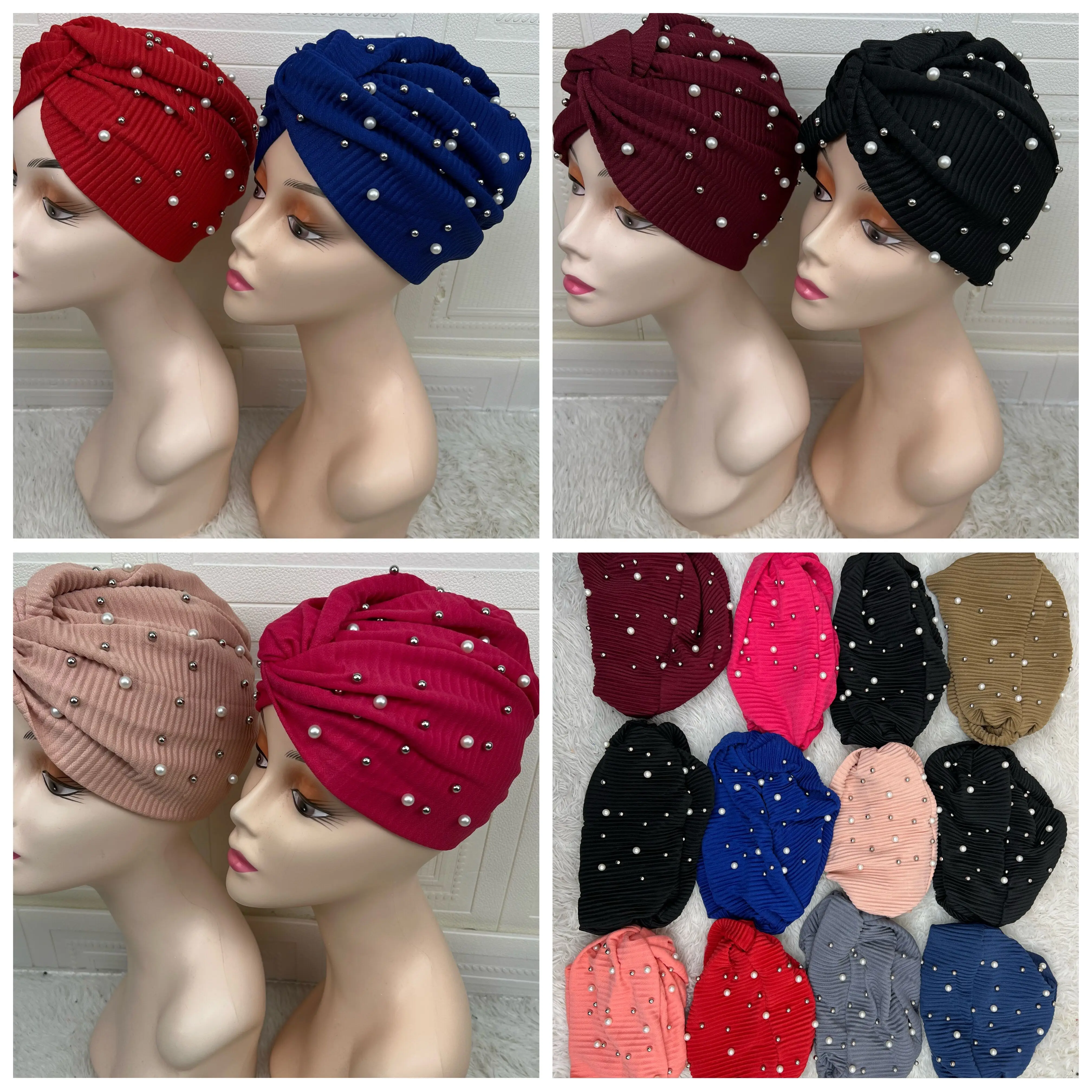 

Nice Design African Headtie Cotton Hat Nigerian Wedding Ready to Wear Turban Hijab Muslim Headscarf Bonnets Turbante 12 pcs/pack