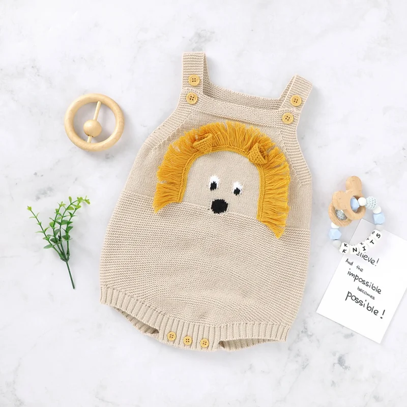 

Spring Autumn Baby Sweater Sleeveless Jumpsuit Newborn Cartoon Romper Infant Boy Girl Knitted Bodysuit