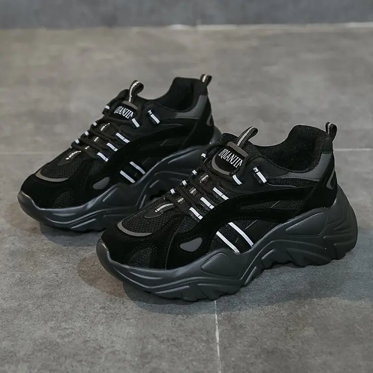 

Кроссовки женские на шнуровке, Вулканизированная подошва, Повседневная Удобная обувь на платформе, массивные, Весенняя модная обувь