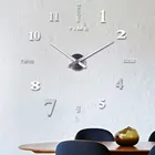 Большие настенные часы, кварцевые объемные декоративные часы сделай сам для кухни, акриловые зеркальные наклейки, украшение для дома с надписью