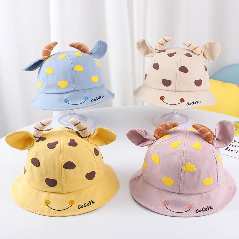 

Lovely Ox Horn Baby Hat Autumn New Fashion Girls Boys Sun Hats Kids Bucket Caps