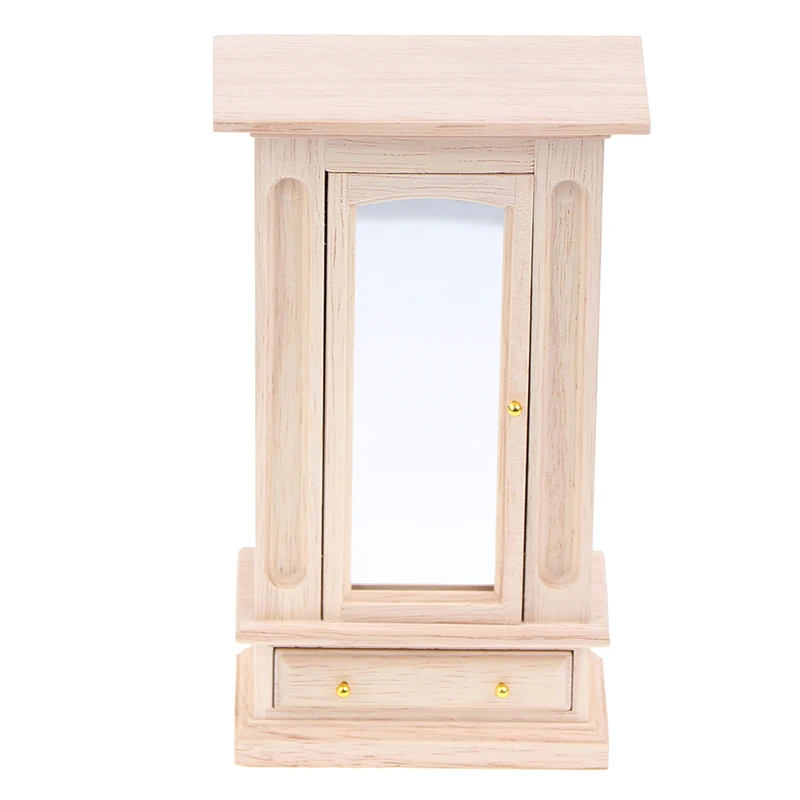 

1:12 Dollhouse Miniature Wood Wardrobe With Mirror Cabinet Furniture Accessories