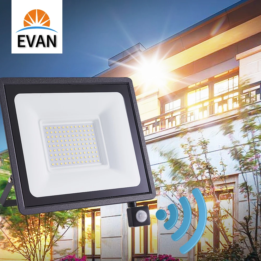 Уличный светодиодный прожектор с пассивным ИК датчиком движения 220 В 100 Вт 50