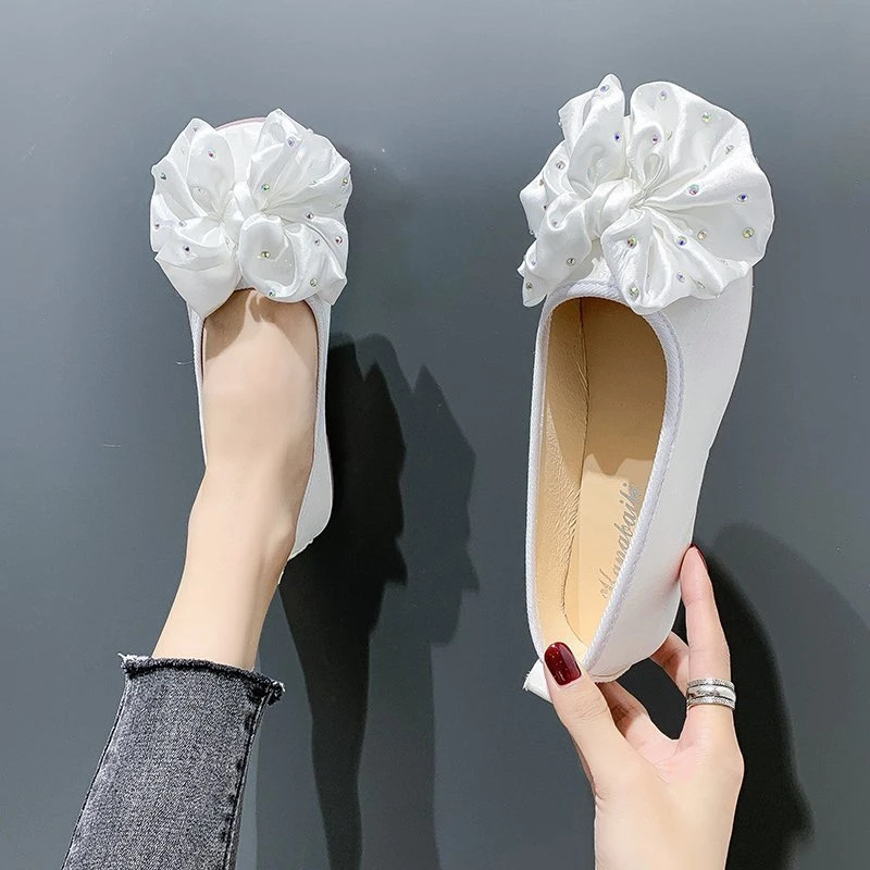 

Casual Woman Shoe Shallow Mouth Square Toe All-Match Elegant Female Footwear Autumn Low Heels Comfortable New Dress Fall Cotton