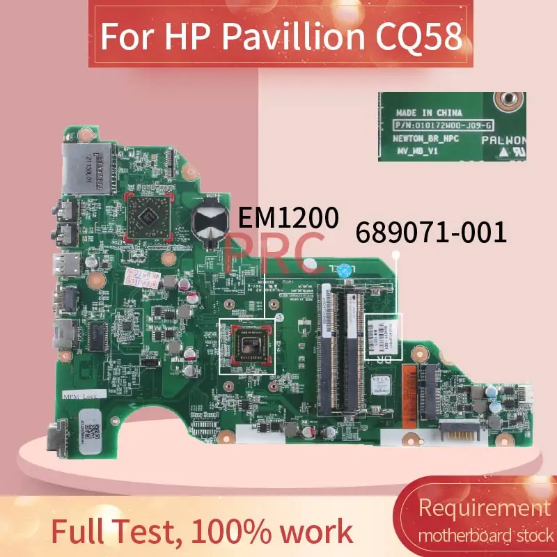 689071-001 689071-501 для HP Pavillion CQ58 EM1200 материнская плата ноутбука 010172W00-J09-G - купить по