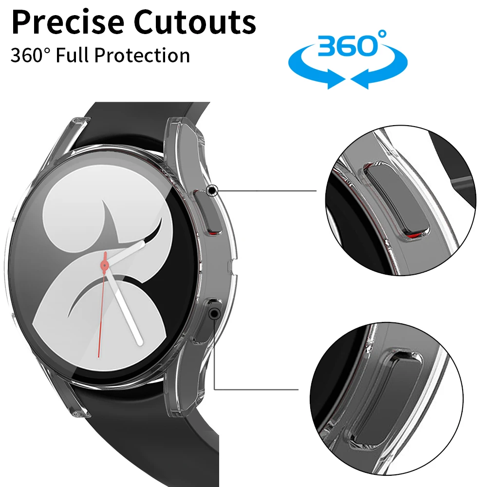 Glass+Case for Samsung Galaxy Watch 4 44mm 40mm All-Around Bumper Shell+Screen Protector Samsung Galaxy Watch 5 40mm 44mm Cover