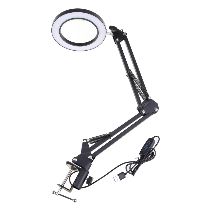 

Съемная увеличительная лампа 4,33 дюйма, линза из оптического стекла, консольная лампа с 3 цветными режимами, 10-кратное увеличение, рамка из ал...