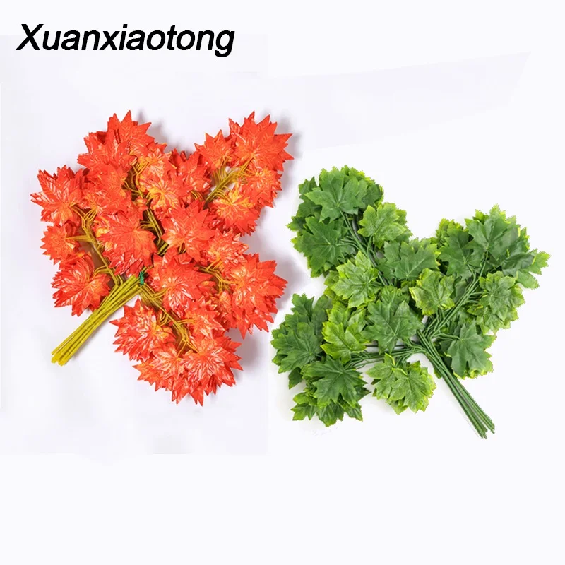 Xuanxiaotong 12 шт./компл. желтый кленовые листья ветви дерева искусственные растения