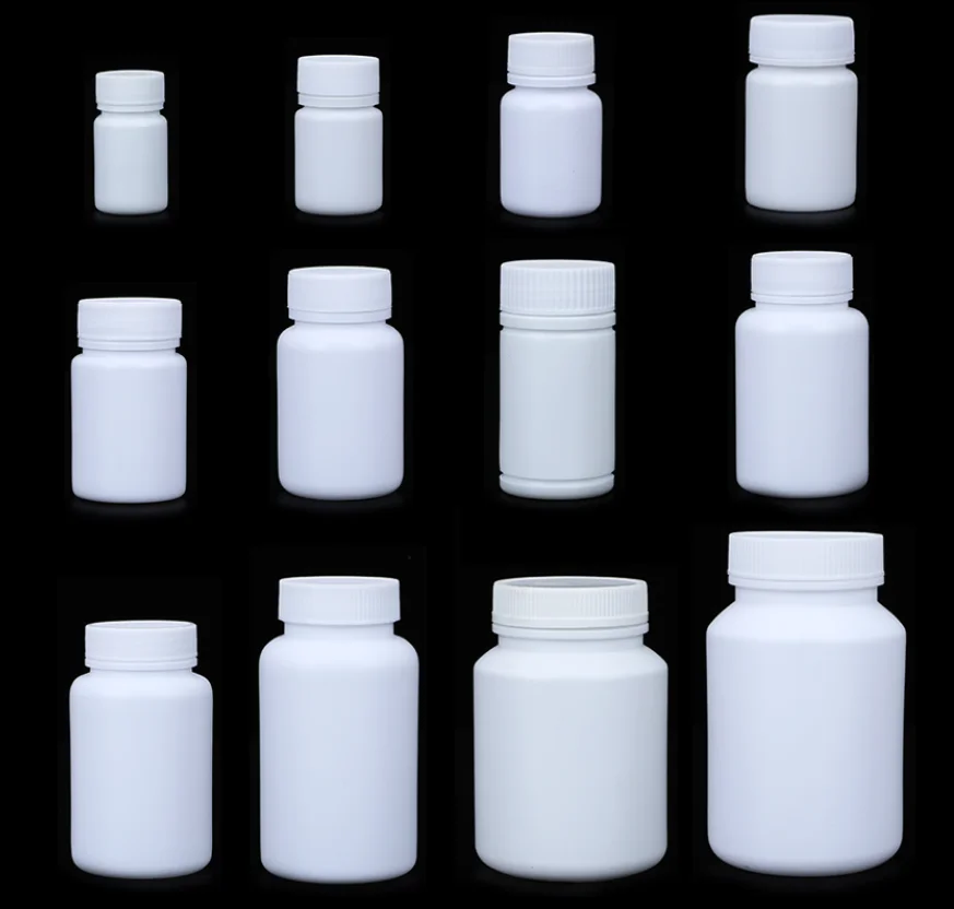 

100PCS 15ml/20ml/30ml/60ml/100ml Plastic PE White Empty Seal Bottles Solid Powder Medicine Pill Vials Reagent Packing Containers