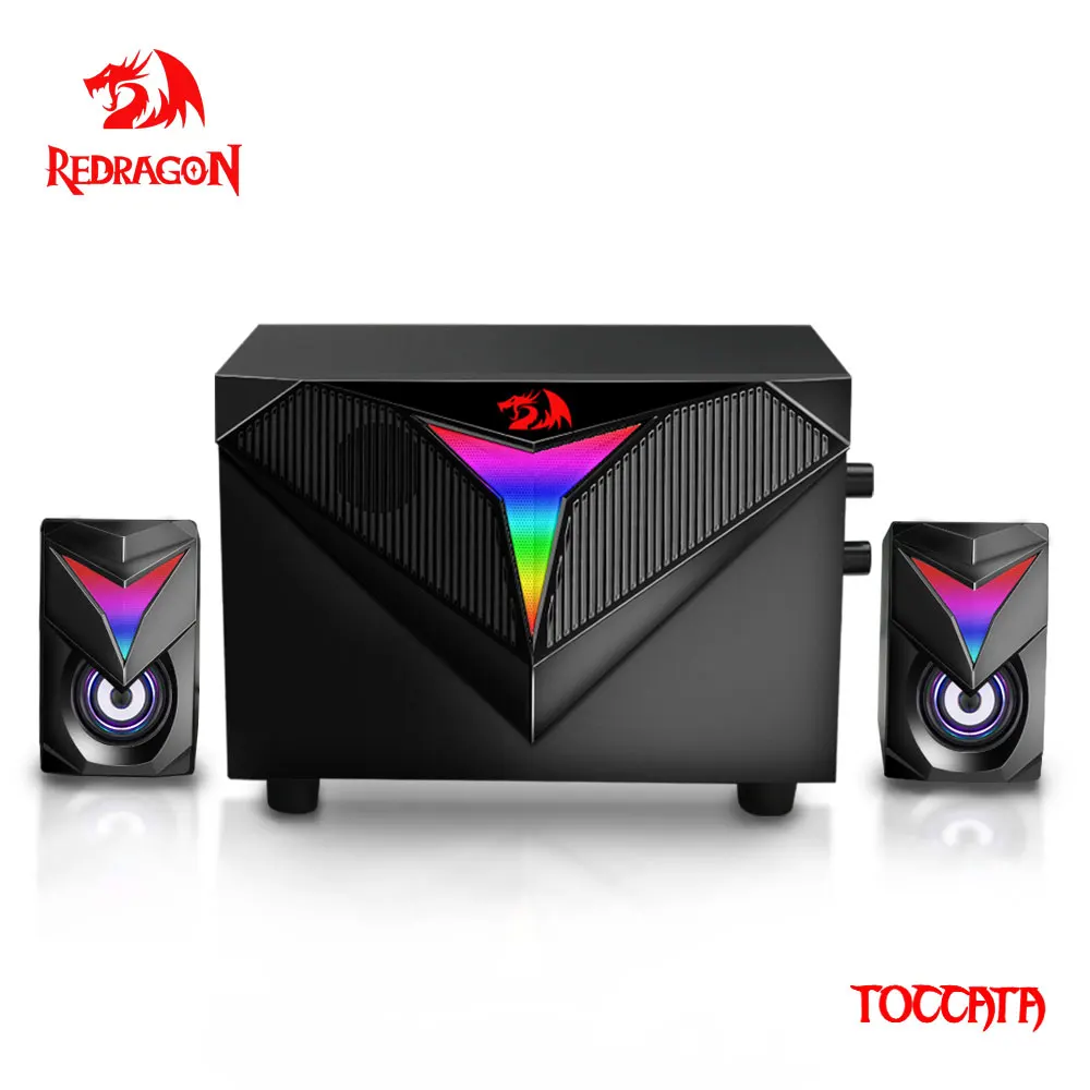 

Redragon GS700 Toccata gaming speakers aux 3.5mm stereo surround music RGB 2.1 heavy bass sound bar for computer PC loudspeakers