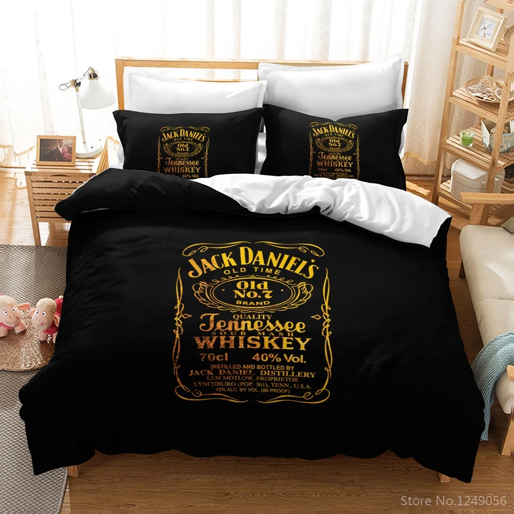 Black Jack Whiskey Wine Duvet Cover Set Printed 3d Bedding Sets Pillowcase Single Double Twin Full Queen King for Bedroom Decors | Дом и сад