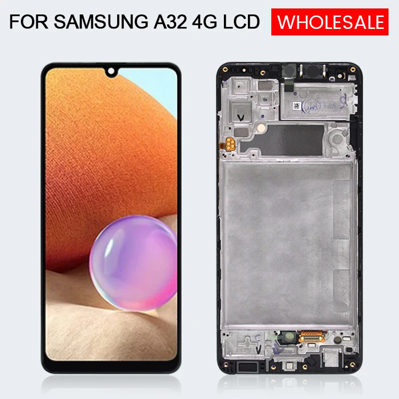 

Бесплатная доставка, оригинальный дисплей A325 для Samsung Galaxy A32 4G, сменный ЖК-экран, сенсорный дигитайзер в сборе