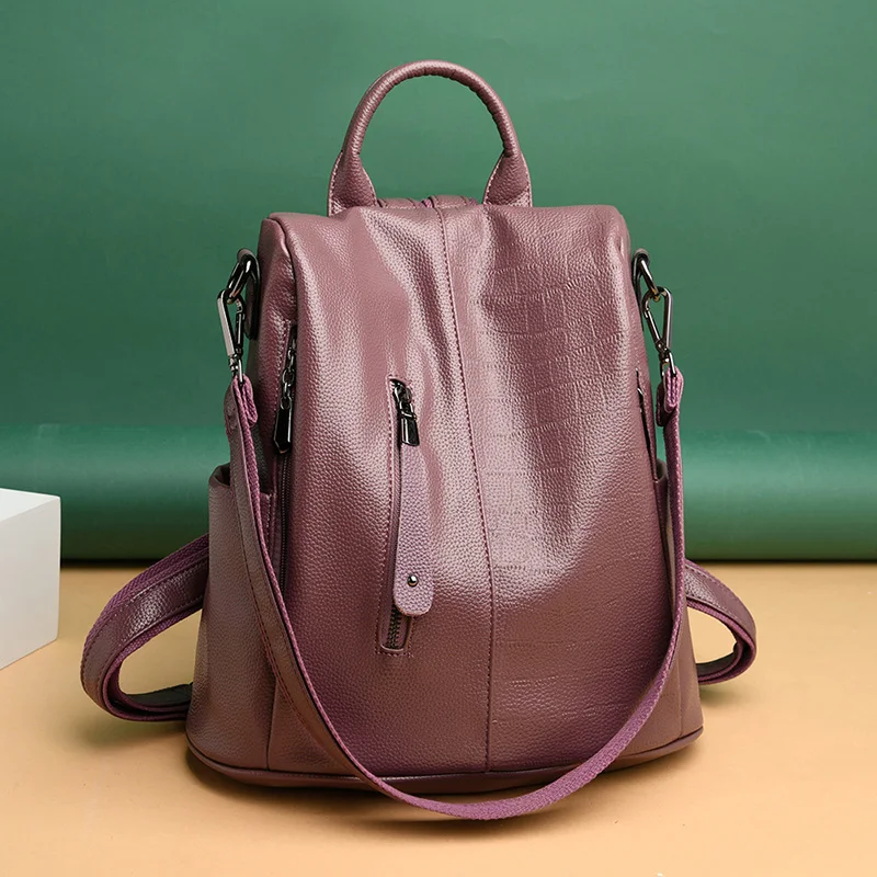 

Anti-Theft Women Backpack Large Capacity Travel Backpack Vintage Leather Backpack Multifunction Shoulder Bag mochila mujer
