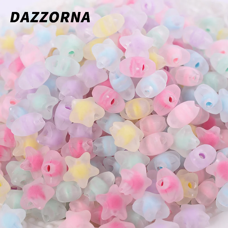 

50-200Pcs Frosted Acrylic Beads Five-Pointed Star Shape Loose Spacer Beads for Diy Jewelry Making Handicraft Accessories