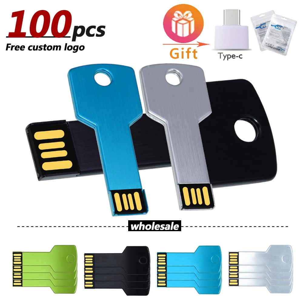 

100pcs/lot Free Logo Metal Usb 2.0 Pen Drive High Speed Usb Flash Drive 4GB 8GB 16GB 32GB 64GB Pendrive USB Memory USB Stick