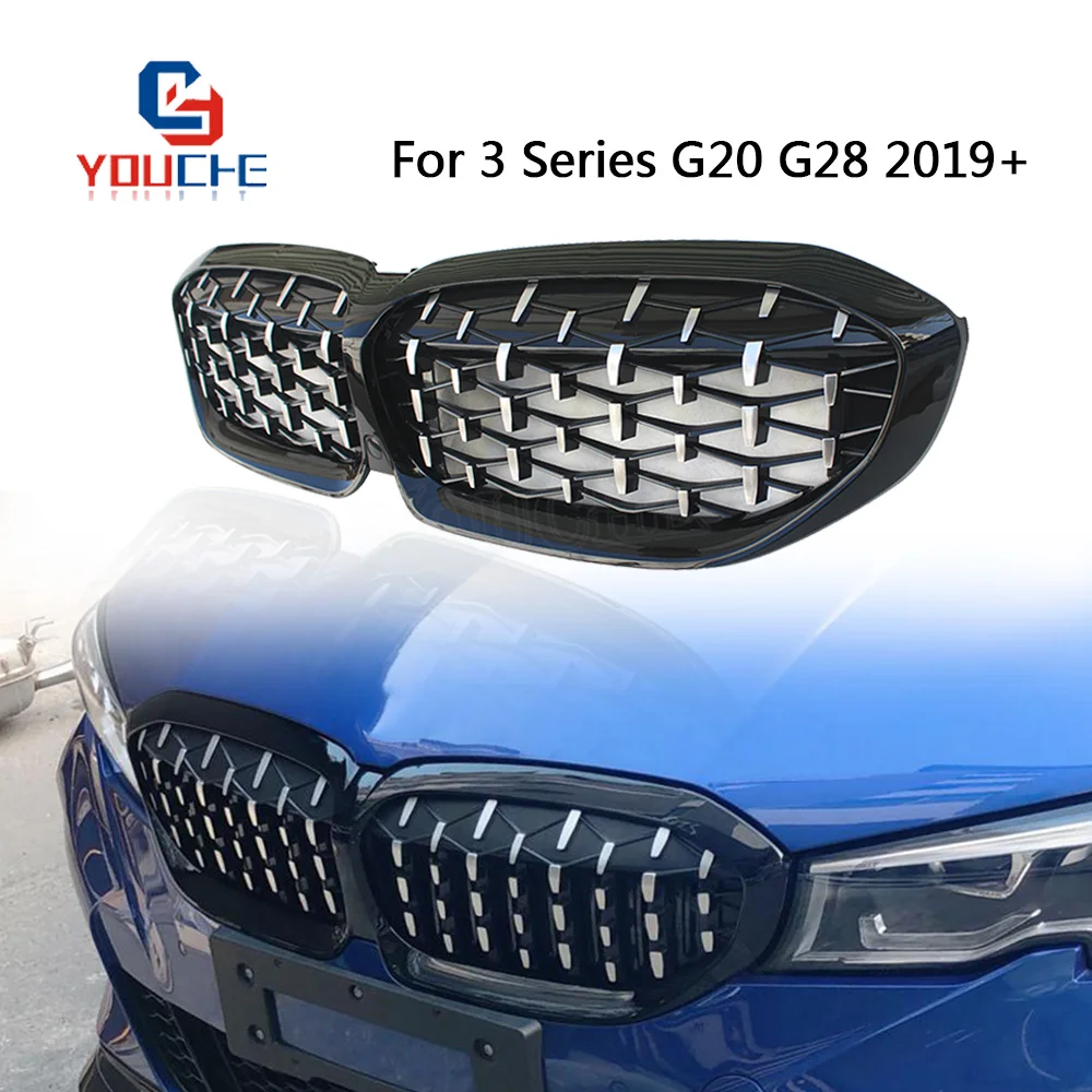 G20 G28 передняя решетка со стразами стильная Замена черная рамка серебряные решетки для BMW новые 3 серии 2019