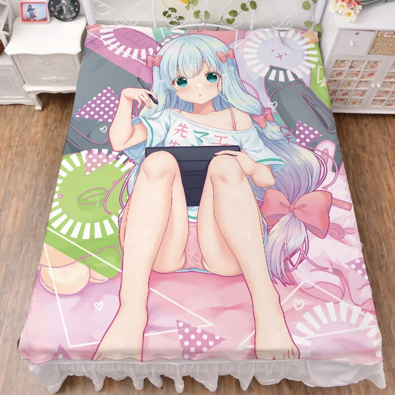 

October update Japanese Anime Eromanga Sensei Izumi Sagiri Milk Fiber Bed Sheet & Flannel Blanket Summer Quilt 150x200cm