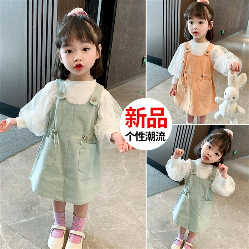 

Girls Clothing Suits T-shirt +Dress 2021 New Spring Autumn Kids Teenagers Outwear High Quality Kids Cotton Tracksuit Sport Suits