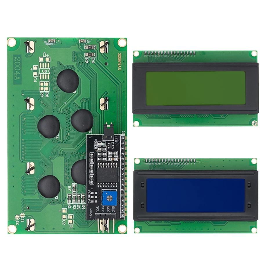 Фото 1 шт. ЖК-дисплей 2004 + I2C 20x4 2004A синий/желто-зеленый экран HD44780 для arduino символьный