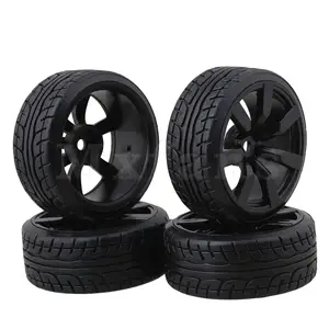 Черные 7-спицевые резиновые шины с ободом для RC1:10 On-road Racing, 4 шт.