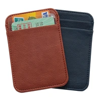 mini pu leather id business card holder women men multi slot slim solid color driver license case ticket credit card bag