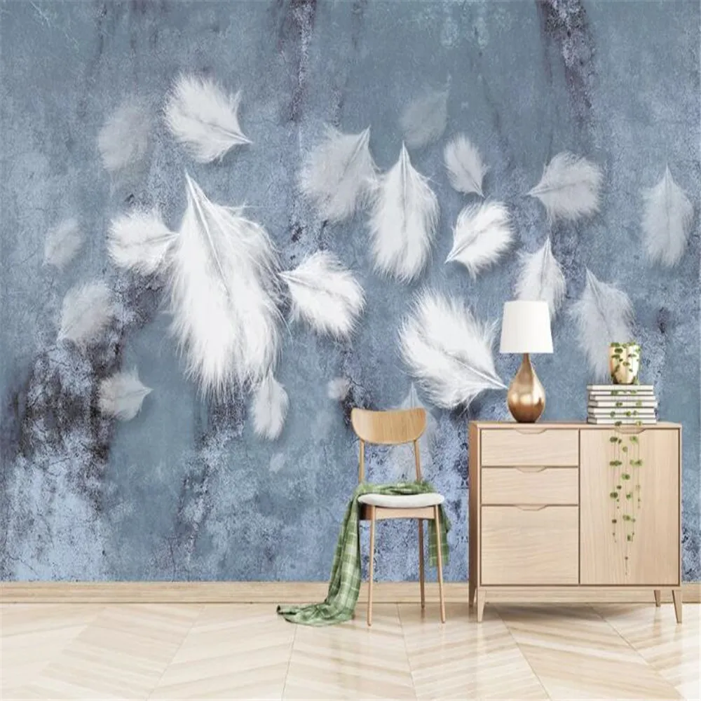 

milofi manufacturers custom wallpaper mural 3d nordic white feather texture art background wallpaper mural