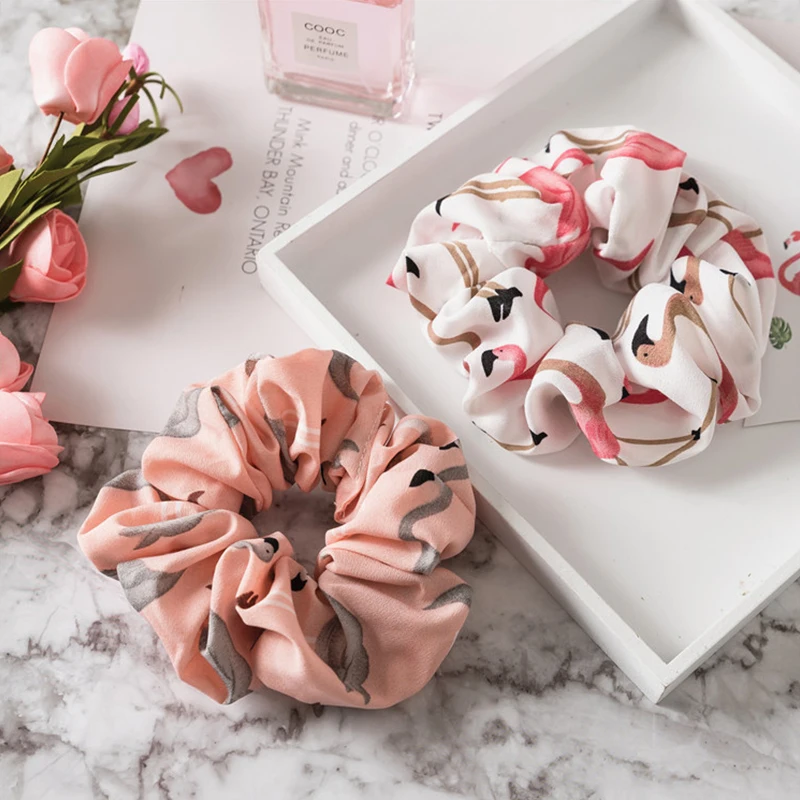 Резинки для волос женские эластичные мягкие заколки хвоста с фламинго аксессуар