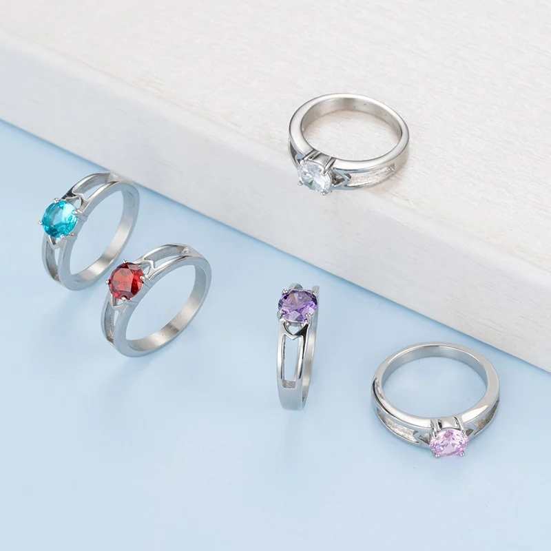 Женское Обручальное кольцо обручальное из нержавеющей стали 316L с фианитом 5